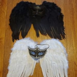 Angel wings with masks